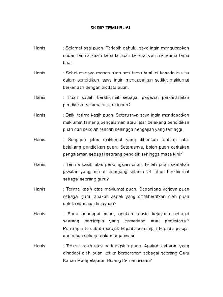 Contoh Skrip Temu Bual Kerja Kursus Pengajian Am / Manual Kk P Perniagaan 2020 Flip Ebook Pages 1 21 Anyflip