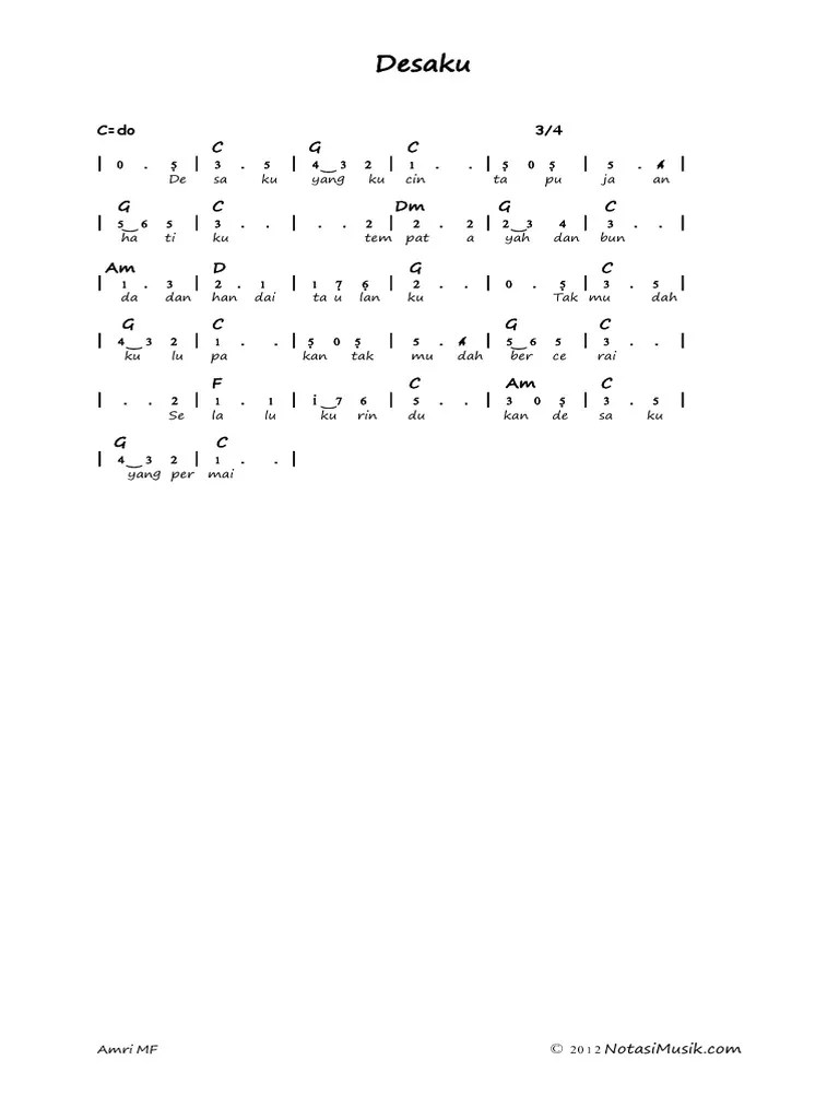 Not angka lagu