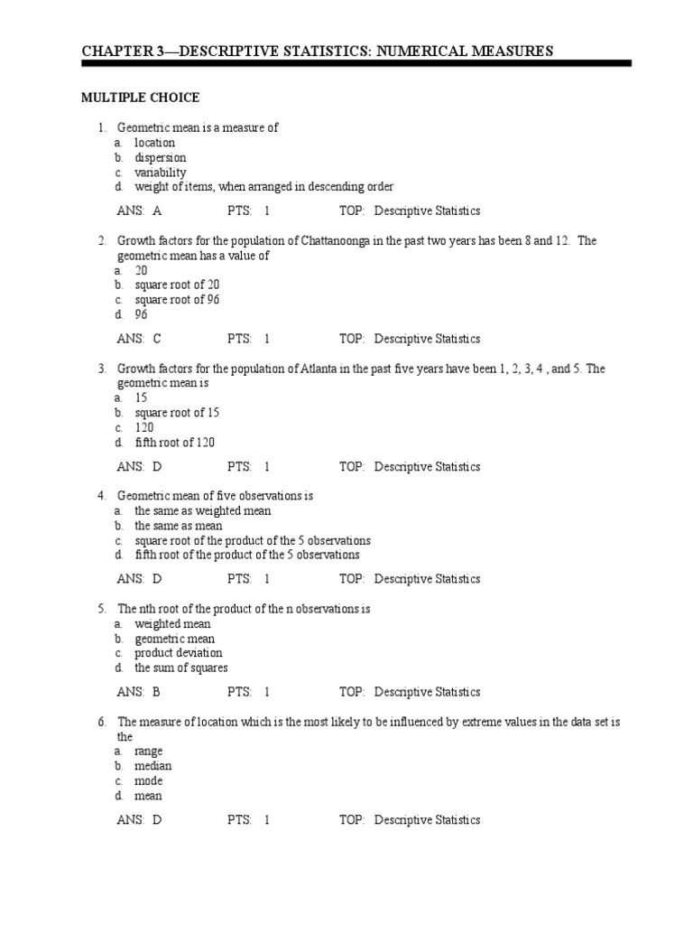 Test Bank For Statistics For Business & Economics 12e (Chapter 02 ...