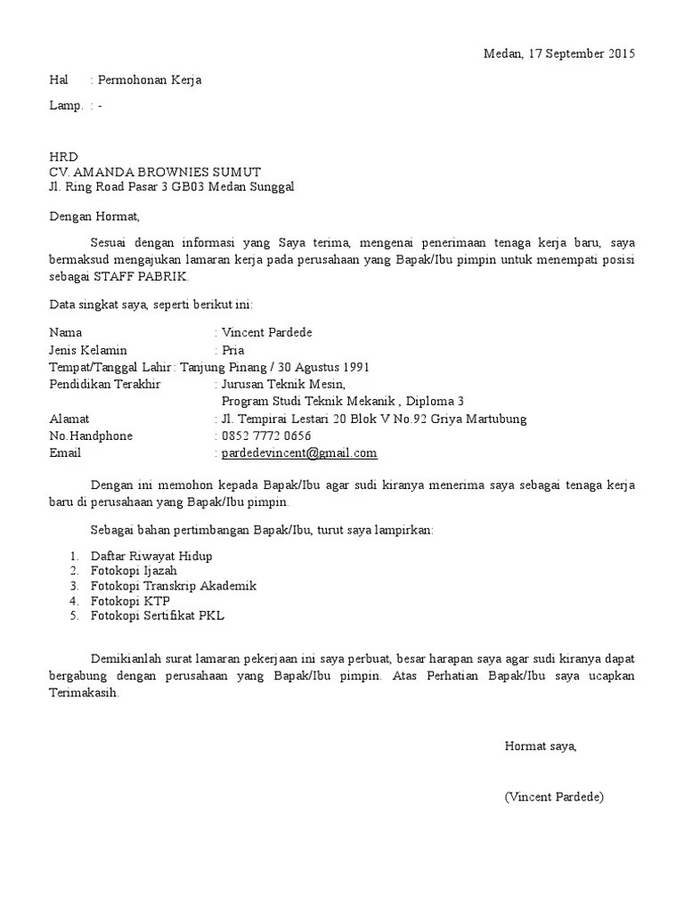 Membuat surat lamaran kerja memang terlihat gampang. Contoh Surat Lamaran Kerja Di Toko Kue - Kumpulan Contoh ...