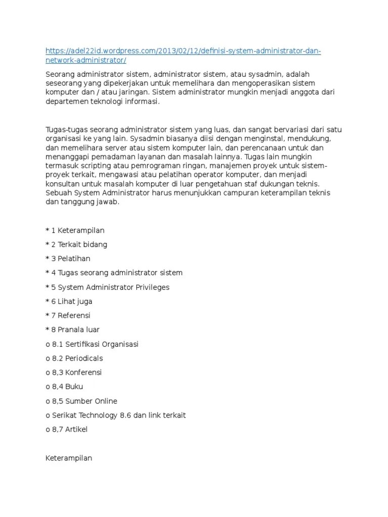 Sistem Administrator | PDF