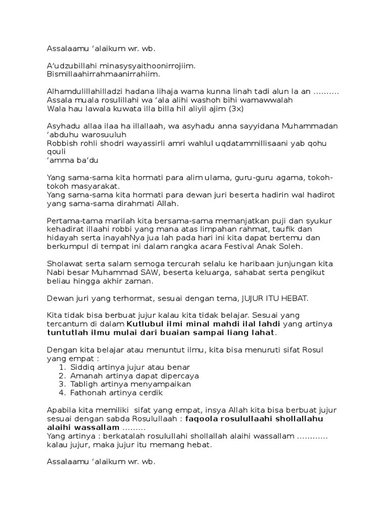 Pidato tentang anak sholeh dan sholeha teks pildacil lucu pidato anak soleh harapan ibu bapa . Pidato Anak Soleh Pdf