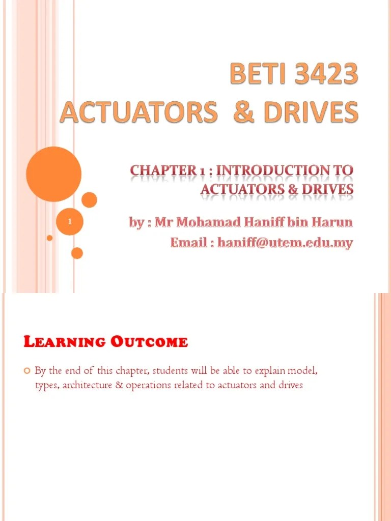 Chapter 1 - Introduction To Actuators & Drives (Lecture 1) PDF | PDF ...