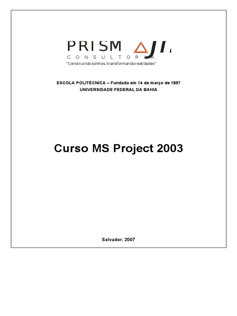 Apostila Ms-Project-2003 PDF | PDF | Gestão De Projetos | Engenharia