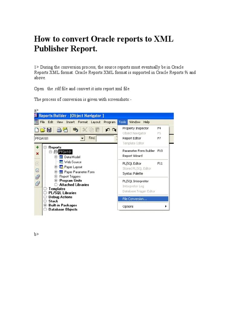 How To Convert Oracle Reports To XML Publisher Report | PDF | Pl/Sql ...