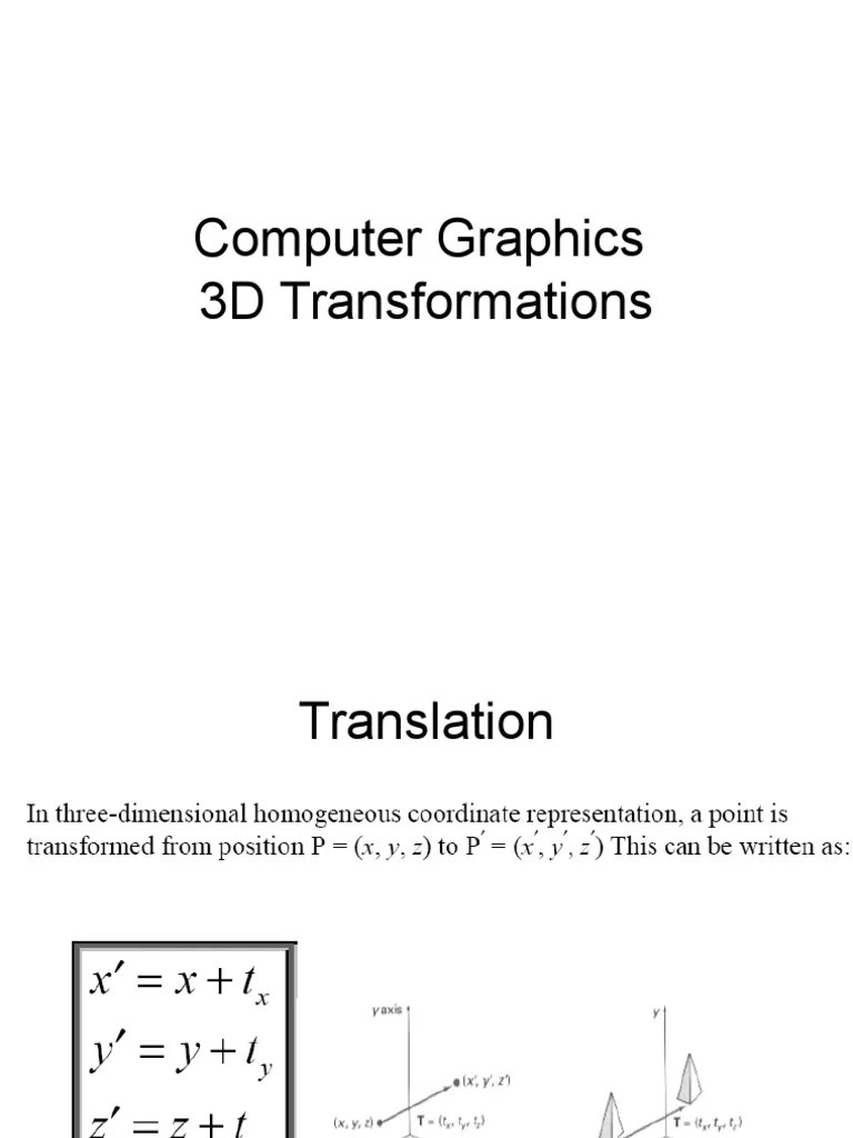 Computer Graphics 3D Transformations | PDF