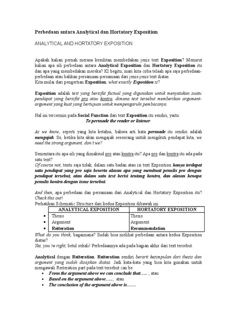 It costs animals ill condition. Perbedaan Antara Analytical Dan Hortatory Exposition Pdf Merokok Pertanian Organik