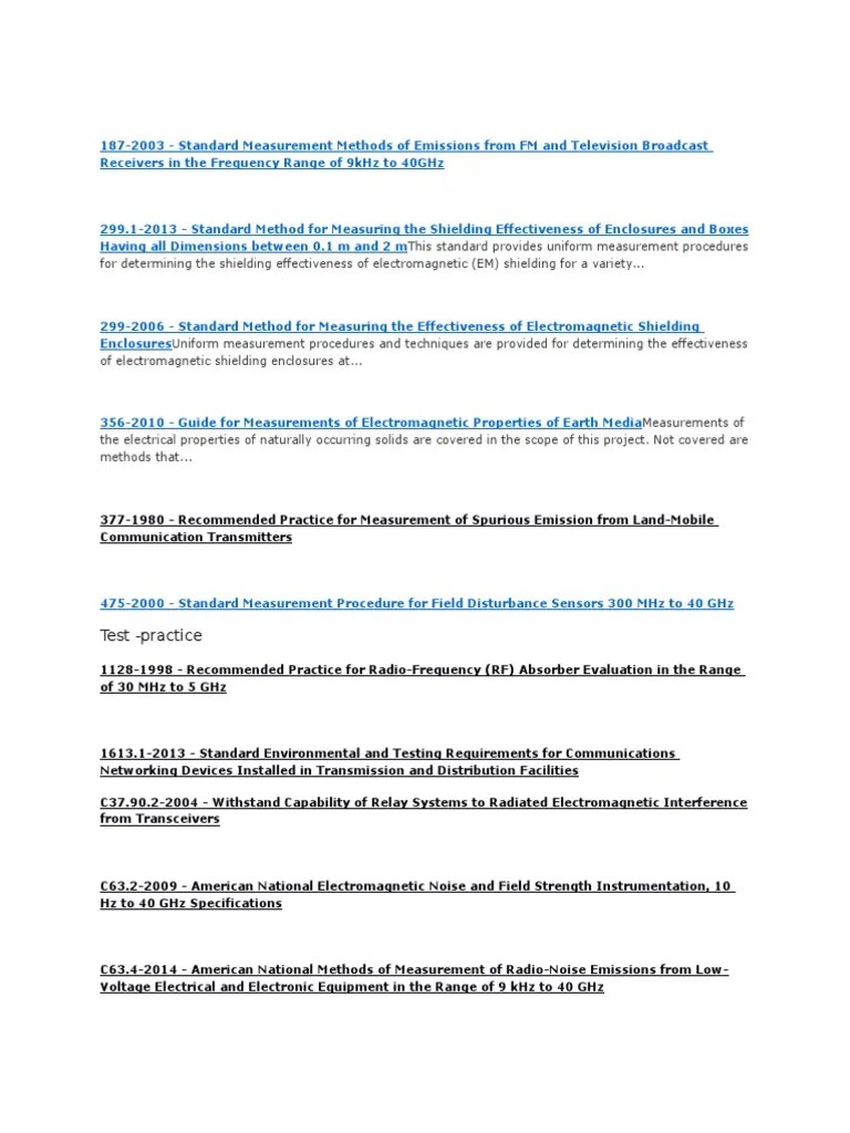RF Standards | PDF | Electromagnetic Interference | Hertz