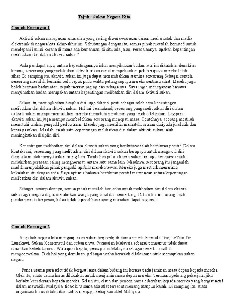 Untuk rujukan pt3, tingkatan 1, 2, 3 (soalan peperiksaan, nota, jawapan, latihan…) : Contoh Karangan Sukan Pt3 Pdf