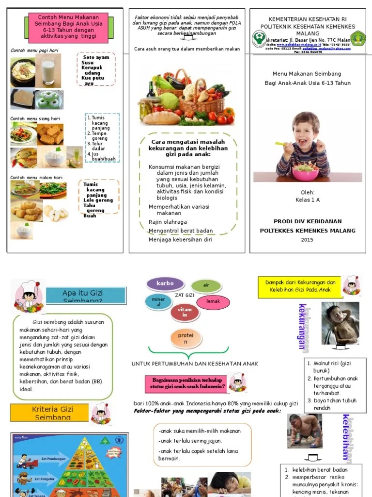 Leaflet Penyuluhan Gizi Seimbang Anak | PDF