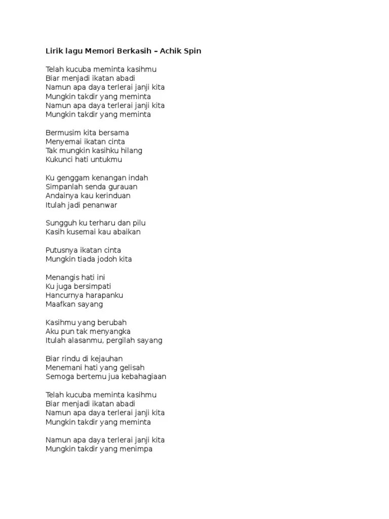 Lirik Lagu Memori Berkasih Versi Nama Nama Bis Youtube Cute766