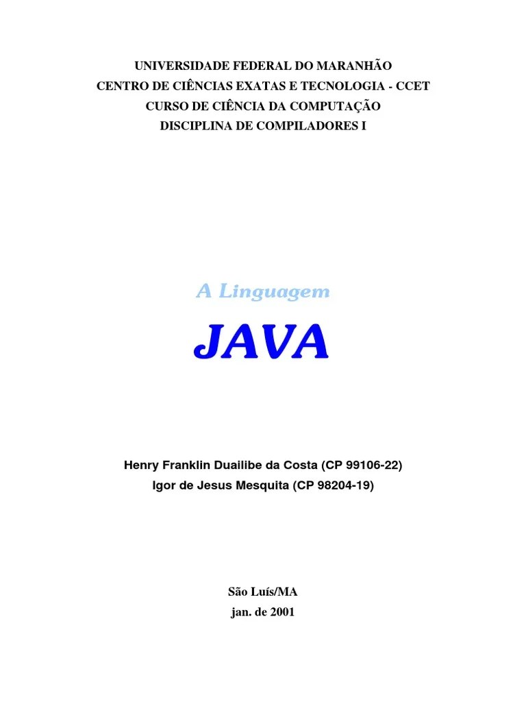A Linguagem Java PDF | PDF | Java (linguagem De Programação ...