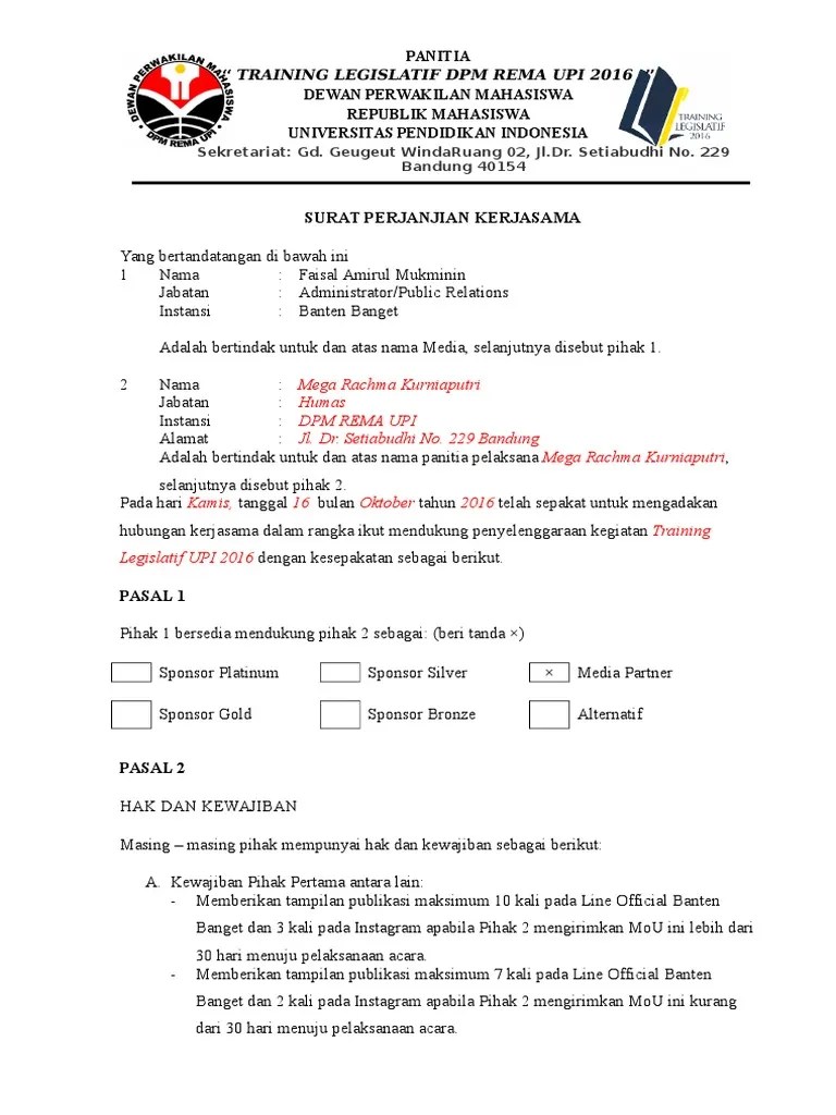Contoh mou media partner dalam event pengertian mou mou adalah. Mou Banten Banget Pdf
