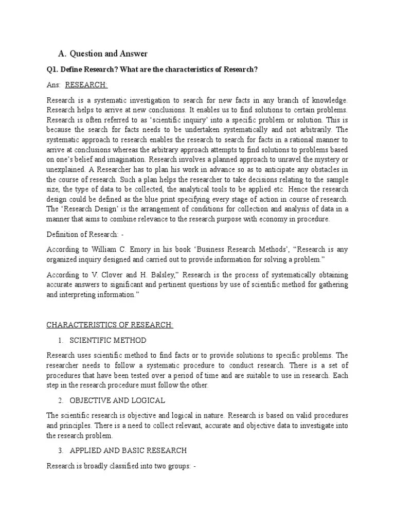 Question And Answer Of Research Methodology | PDF | Survey Methodology ...