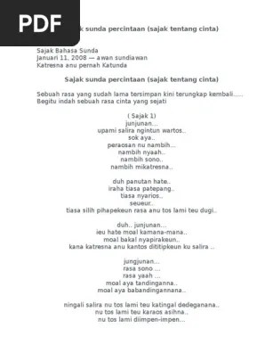 10 contoh sajak sunda pendek beserta terjemahannya · 1. Sajak Sunda Percintaan Sajak Tentang Cinta Pdf