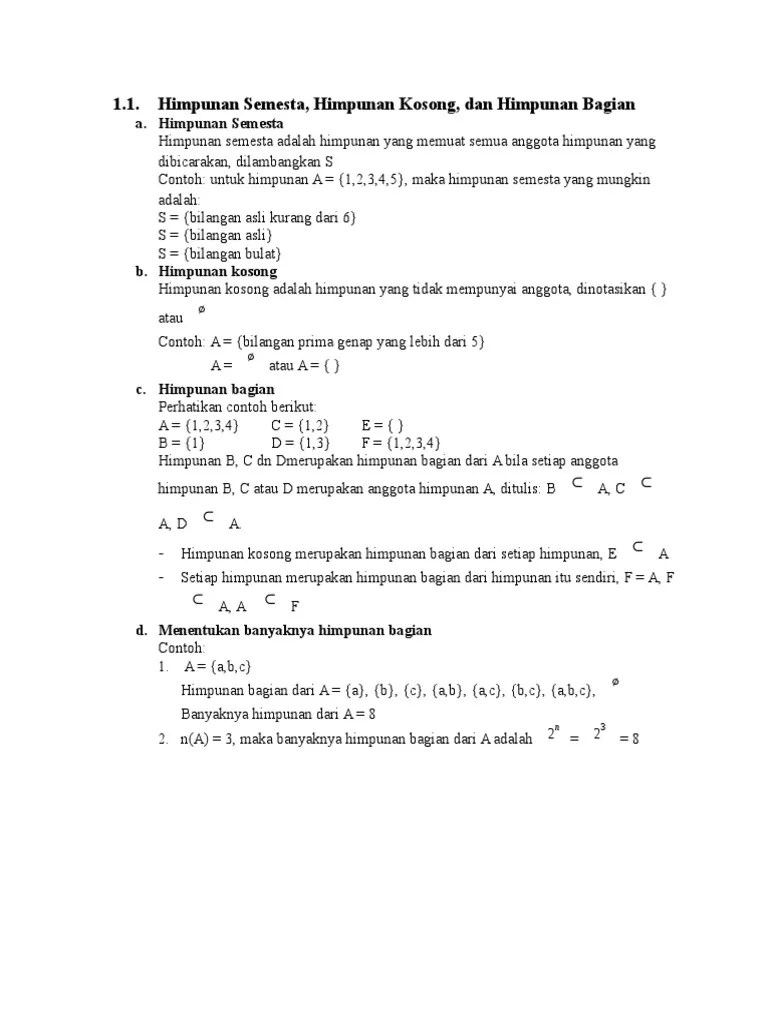 Himpunan Semesta Dari Himpunan A – Nasi
