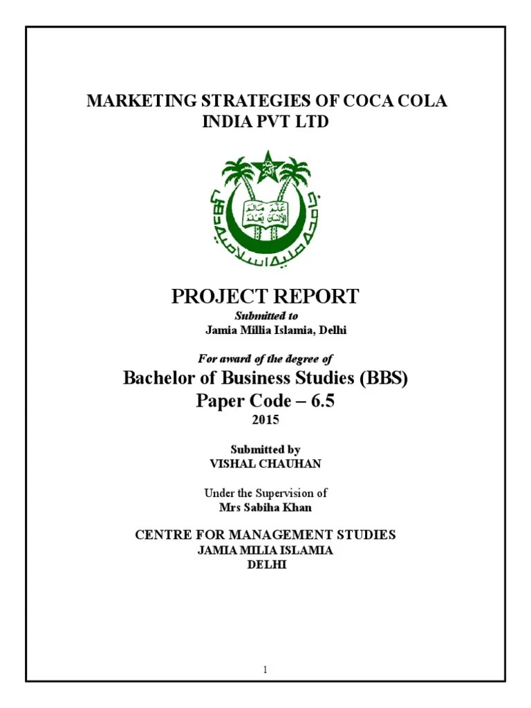 Marketing Strategies Of Coca Cola India PVT LTD - Vishal Chauhan | PDF | Coca Cola | The Coca ...