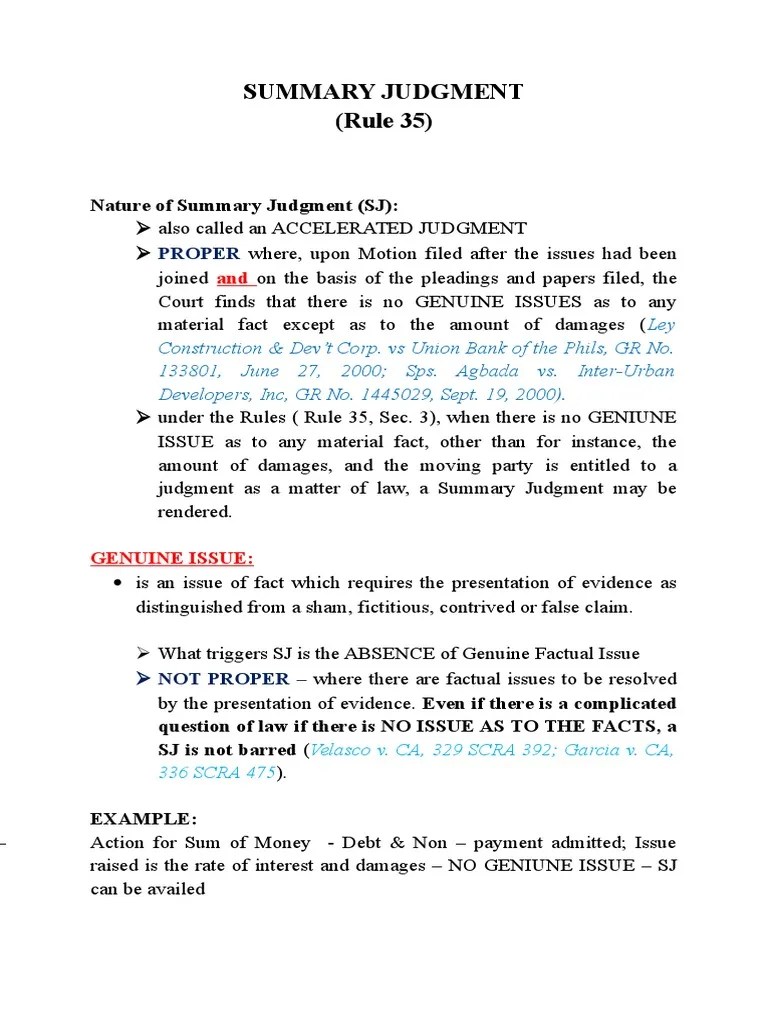 Rule 35 (Summary Judgment) | PDF | Summary Judgment | Pleading