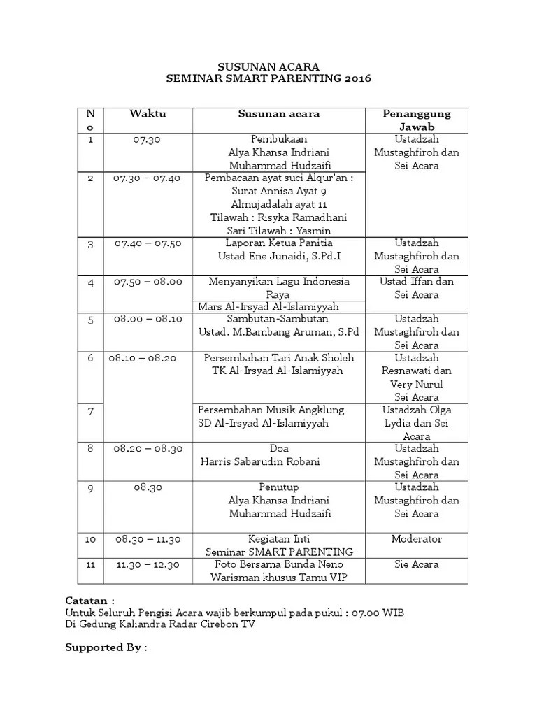 Lihat Susunan Acara Parenting Tk [Terlengkap] 
