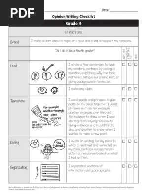 Sign, fax and printable from pc, ipad, tablet or mobile with pdffiller ✓ instantly. Grade 4 Opinion Writing Checklist With Pictures Pdf Semiotics Linguistics