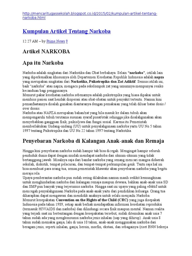 Background drugs are the abbreviation of narcotics, psychotropic and other. Kumpulan Artikel Tentang Narkoba Pdf