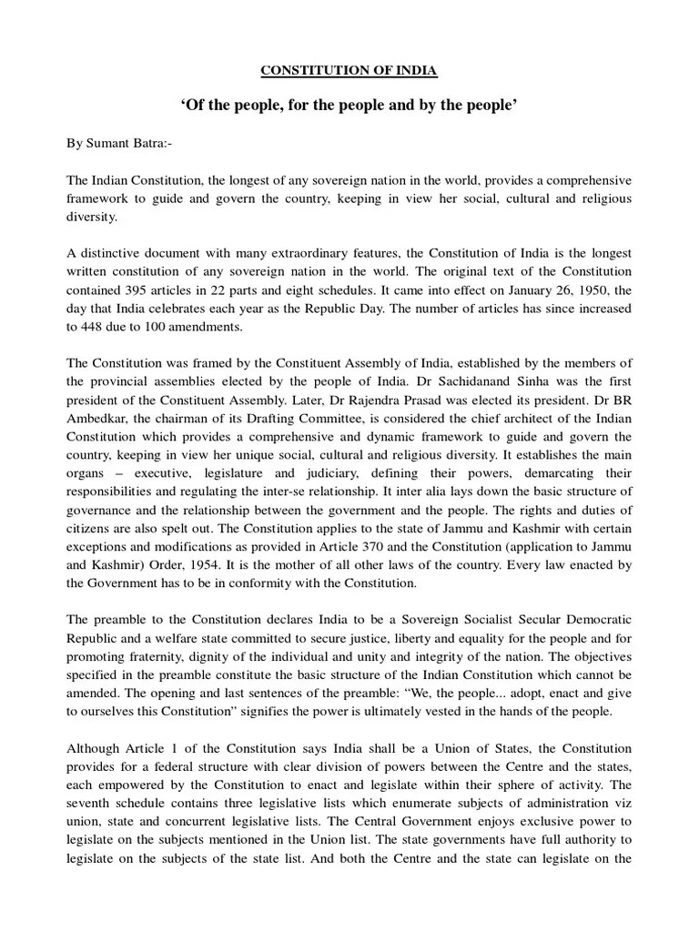 Article On Constitution Of India | PDF | Supreme Courts | Judiciaries