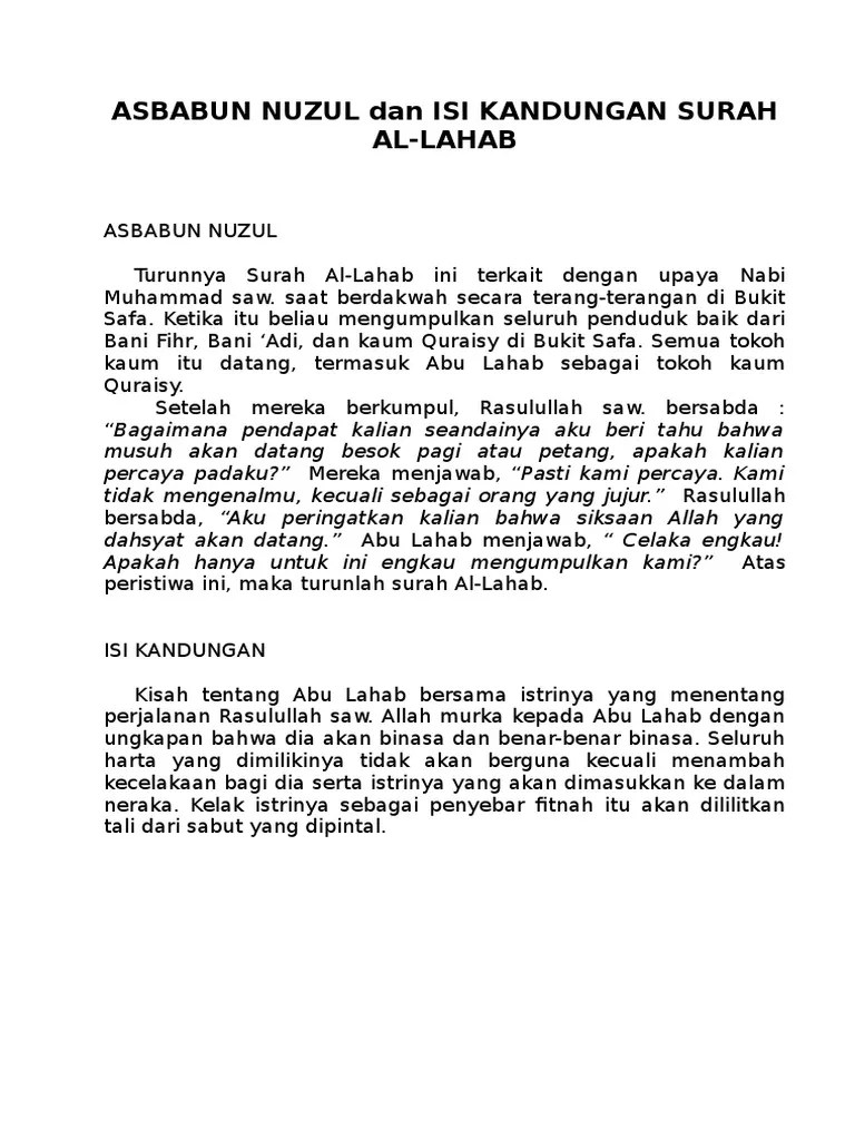 Tafsir Alquran Untuk Anak Anak Surat Al Lahab 