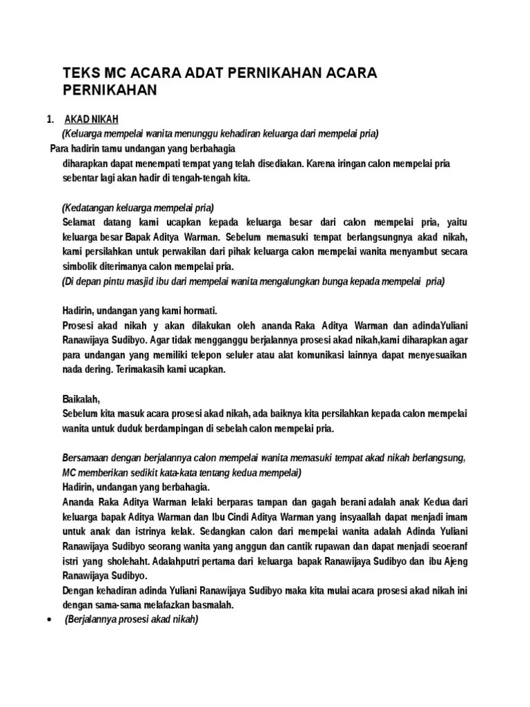 Ada apa aja sih rangkaian acara dalam resepsi pernikahan? Teks Mc Acara Adat Pernikahan Acara Pernikahan Pdf