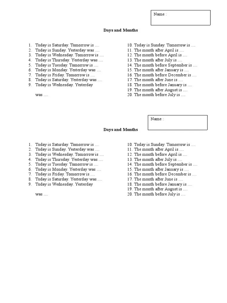 Days and Months | PDF