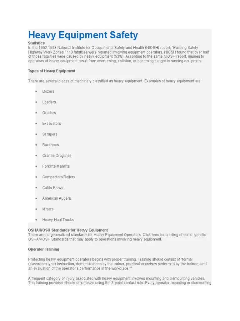 Heavy Equipment Safety | PDF | Industrial Equipment | Construction Equipment