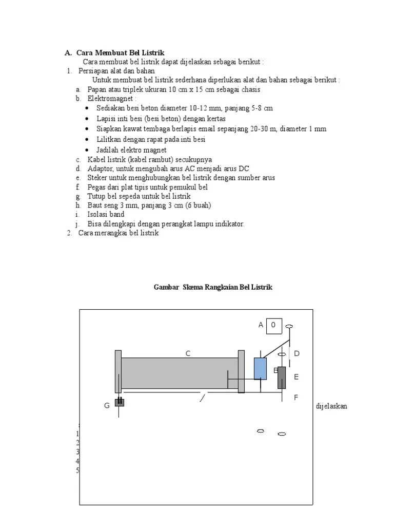 Cara membuat bel listrik sederhana. Cara Membuat Bel Listrik Pdf