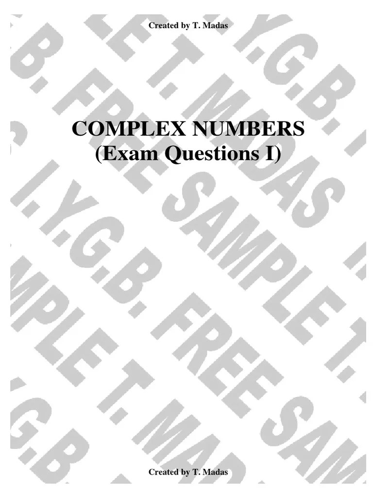 Complex Numbers Part 1 Exam Questions | Download Free PDF | Complex ...