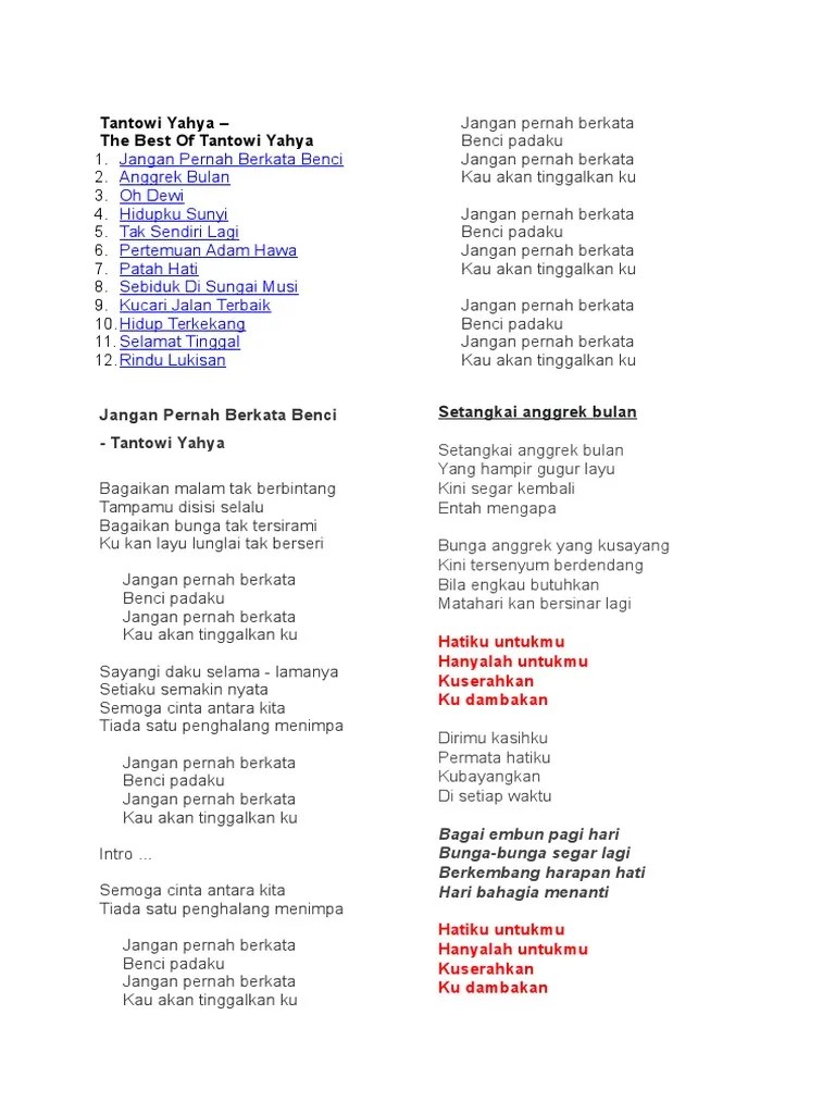 Lirik cinta yang kucari dari walet ini dipublikasikan pada tanggal 12 december 2010 oleh cosa aranda. Lirik Hidupku Sunyi Pdf