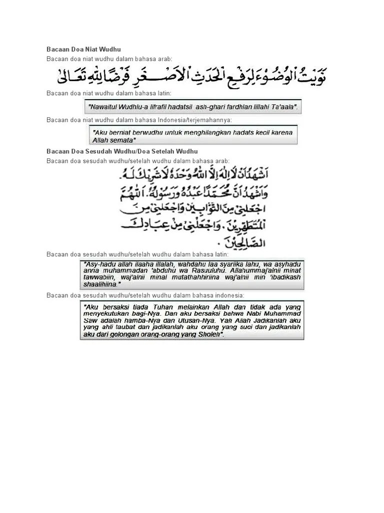 Bacaan Doa Niat Wudhu | PDF