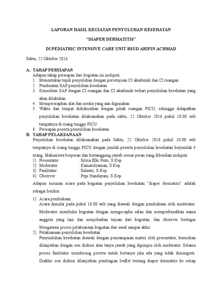 Laporan Hasil Kegiatan Penyuluhan Kesehatan | PDF