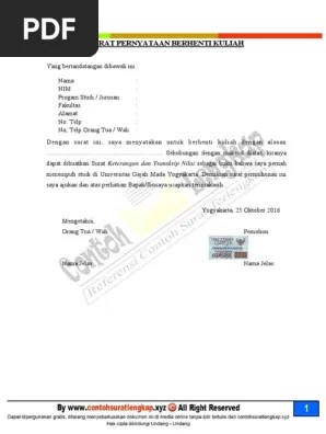 Demikian surat permohonan ini saya sampaikan. Contoh Surat Pengunduran Diri Mahasiswa Pdf