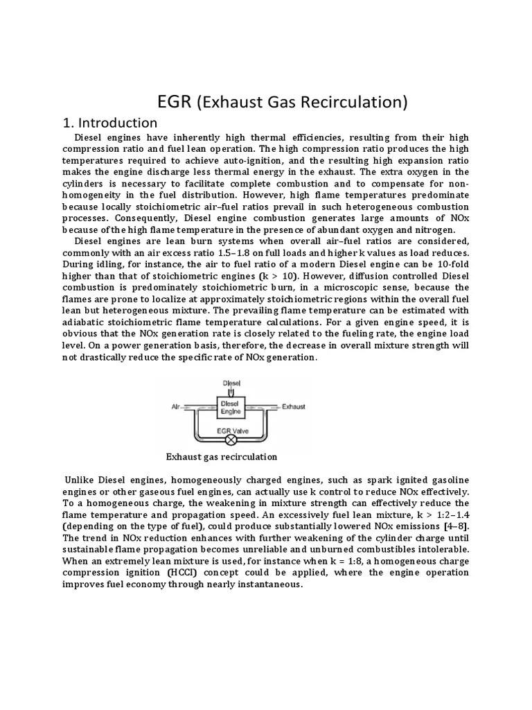 Exhaust Gas Recirculation | PDF | Combustion | Diesel Engine