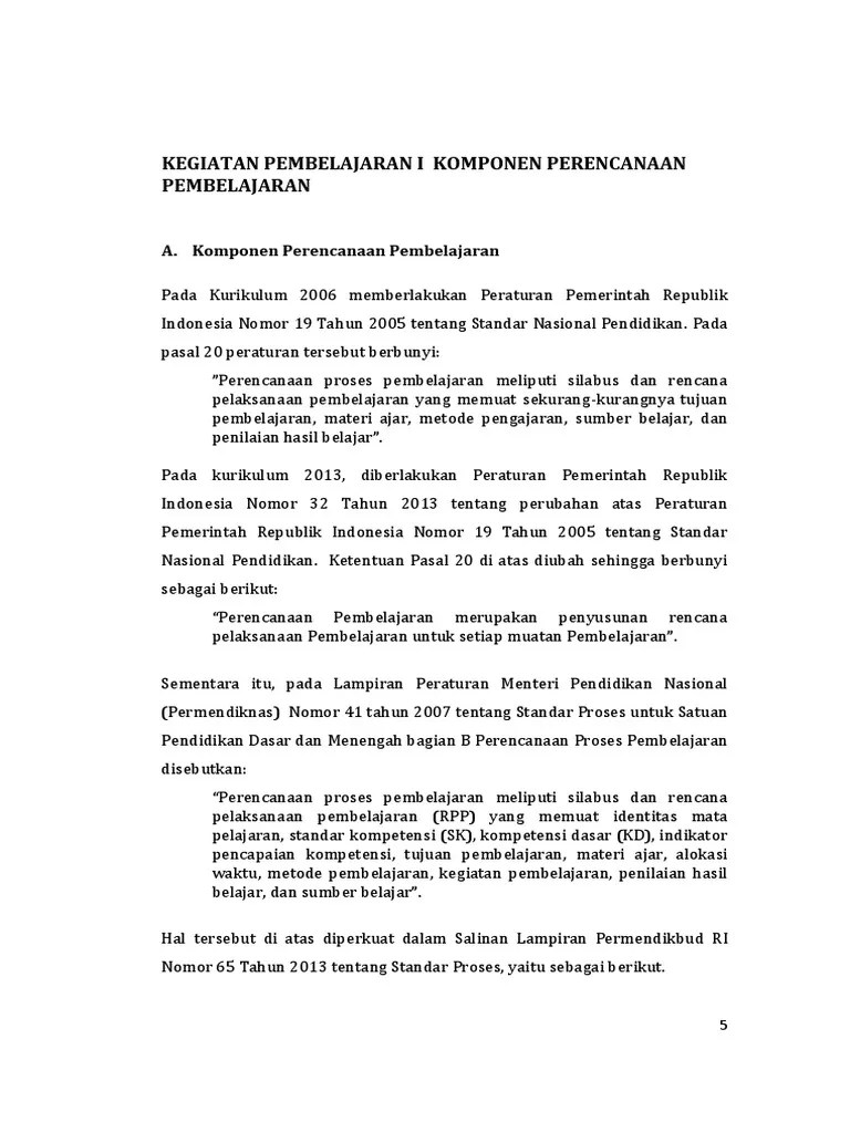 Bahan Bacaan 1.1 Komponen Perencanaan Pembelajaran | PDF