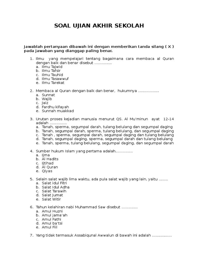 Soal Uas Pendais | PDF