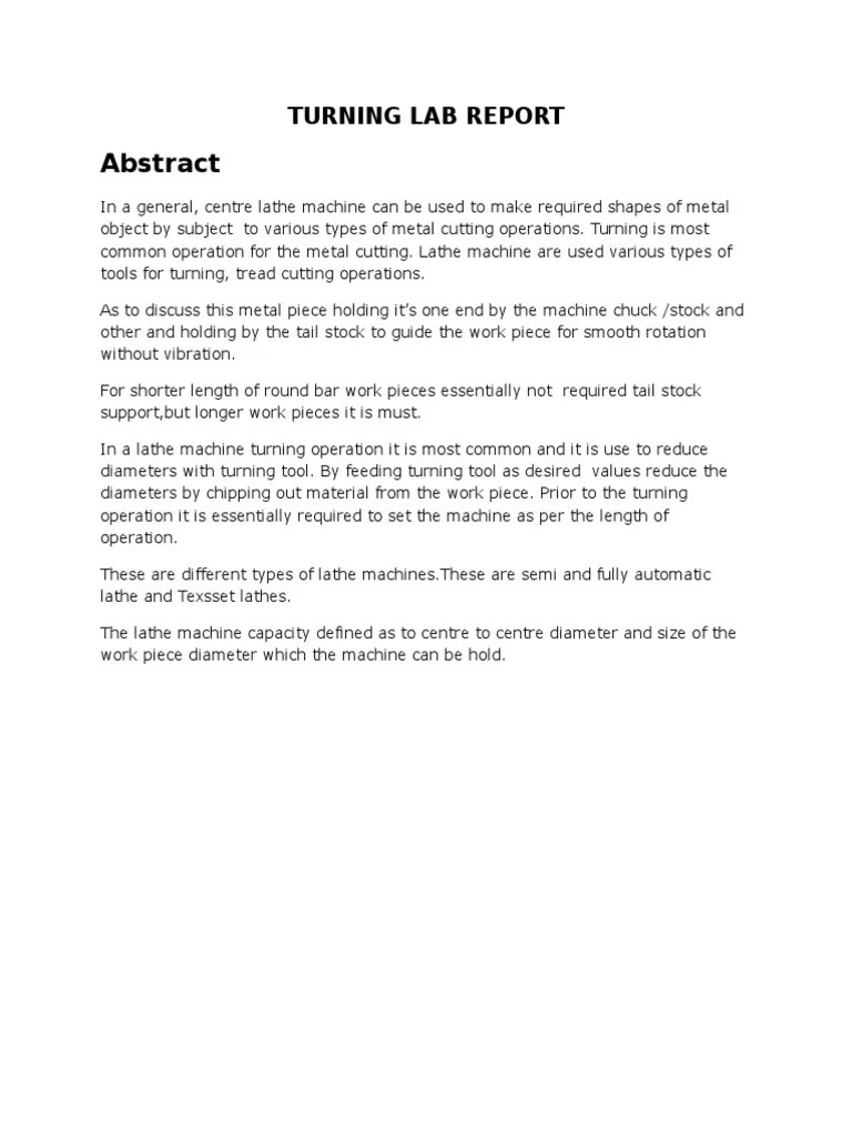 Turning Lab Report | PDF