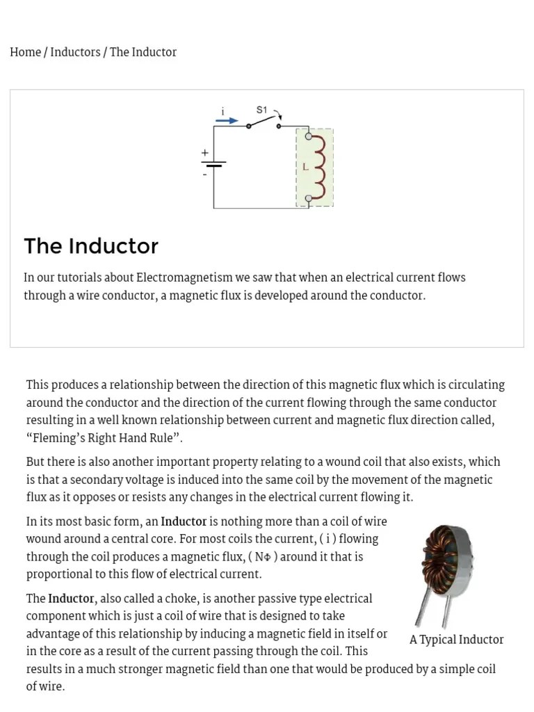 Inductor And The Effects Of Inductance On An Inductor