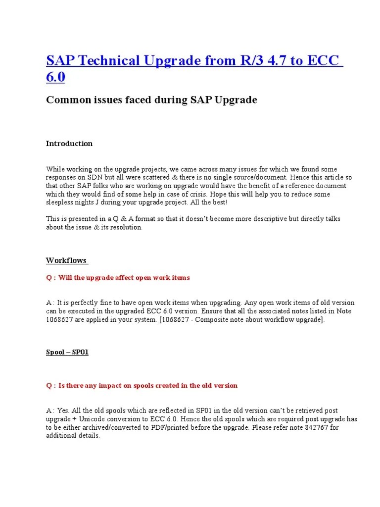 Common Issues Faced During SAP Upgrade | PDF | Forward Error Correction ...