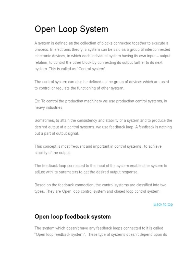 An In-Depth Explanation Of Open Loop Control Systems: Examples ...