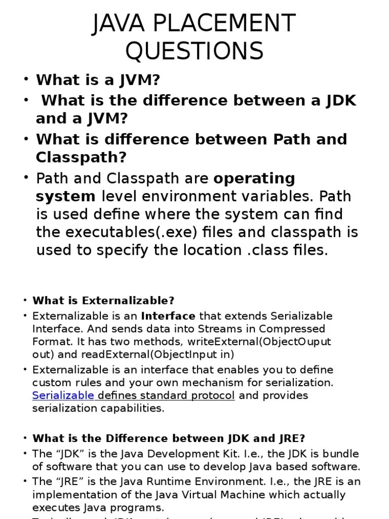 Java Placement Questions | PDF | Class (Computer Programming) | Method ...