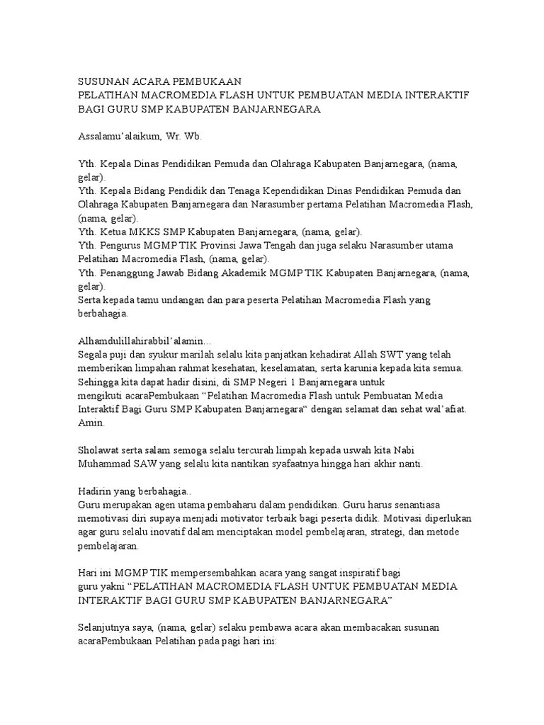 Susunan Acara Pelatihan | PDF