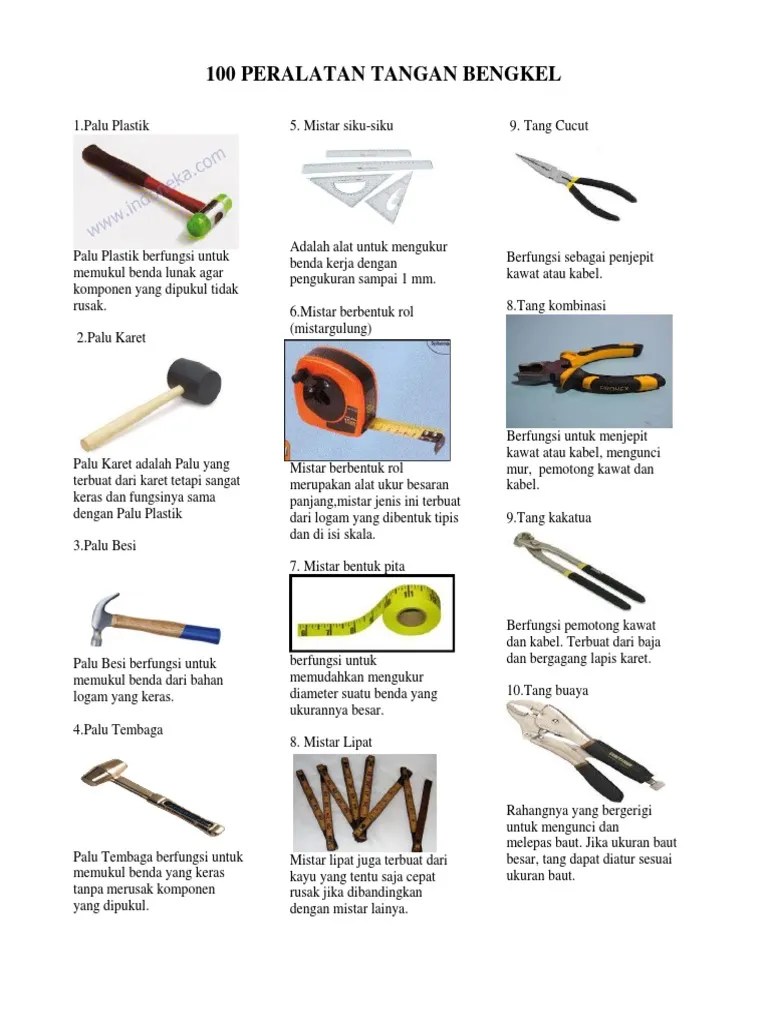 100 Peralatan Bengkel Mekanik PDF | PDF