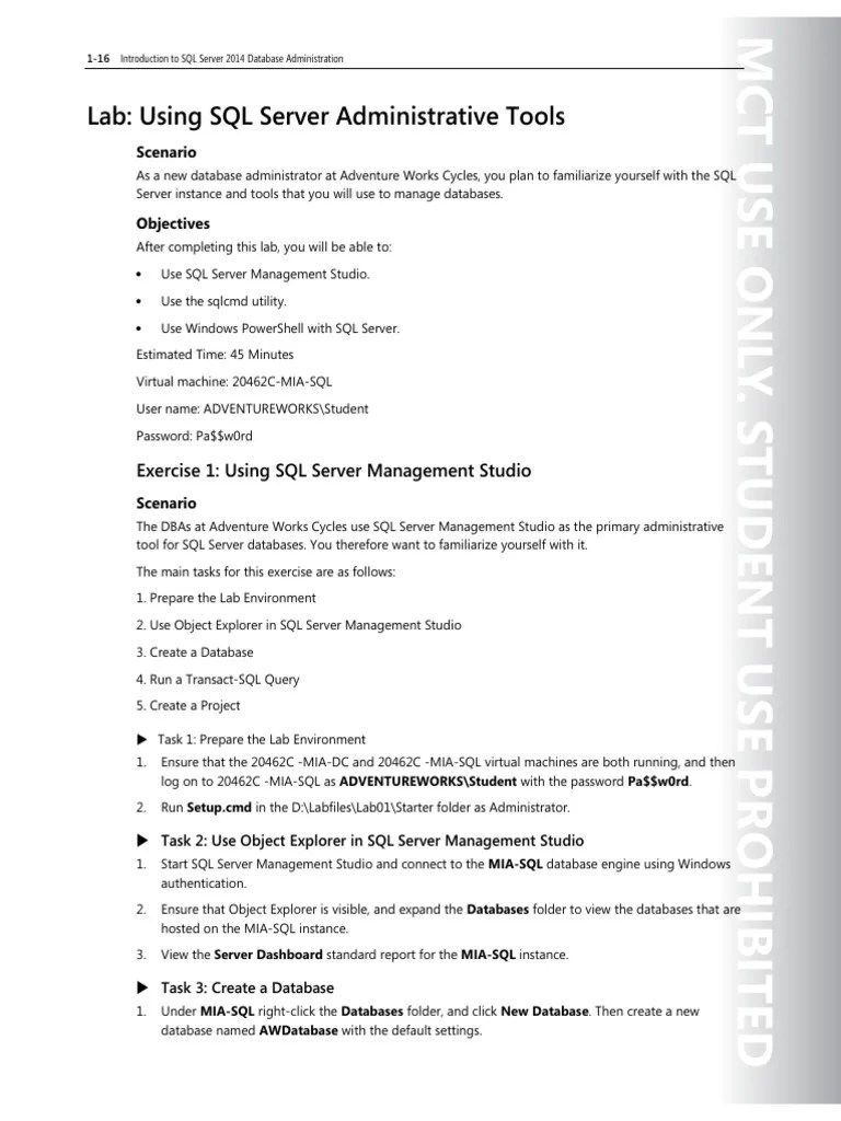 Lab01 | PDF | Microsoft Sql Server | Command Line Interface