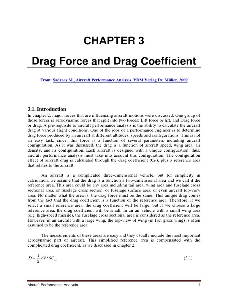 Chapter 3. Drag Force And Its Coefficient PDF | PDF