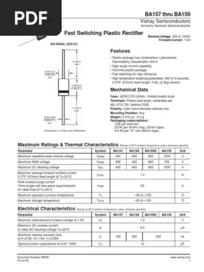 Diode Ba157 Ba159 Data Sheet Rectifier Capacitor