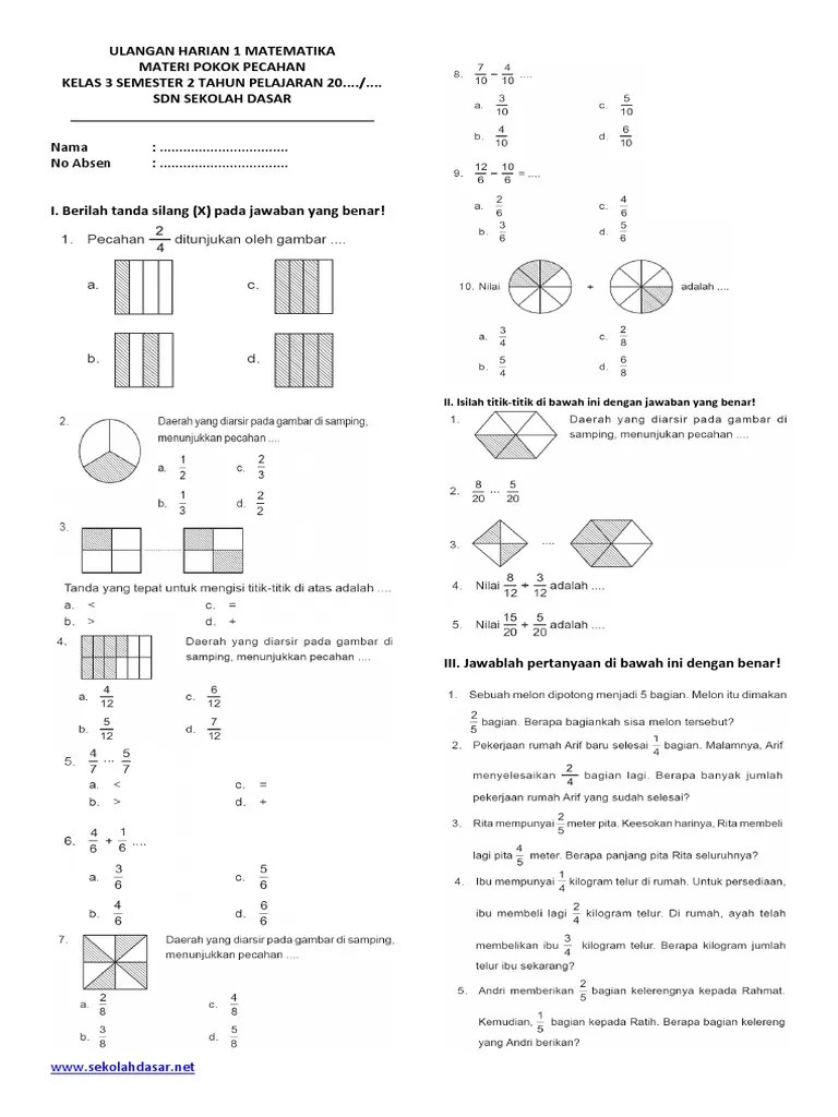 Simak kunci jawaban matematika tema 2 kelas 3 sd mi pada subtema 1 halaman 7 mengenai hitungan penjumlahan. Contoh Latihan Soal Soal Matematika Untuk Kelas 3 Sd Semester 1